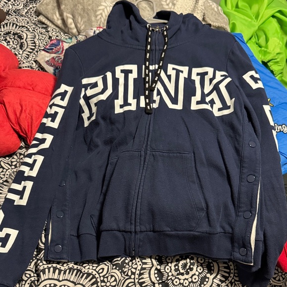 PINK Victoria's Secret Tops - PINK Victoria's Secret Kids Blue Hoodie Jacket